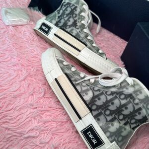 Dior Women's High-Top Sneakers - Gray and Cream